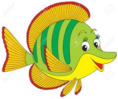 a green and yellow fish with big eyes on a white background stock photo - 9579