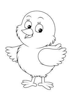 a cartoon bird with big eyes and an angry look on its face, outlined in black and white