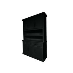 a black cabinet with two doors and drawers