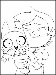 the cartoon character person hugging his friend in front of a black and white background with an outline