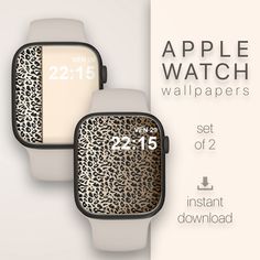 two apple watch wallpapers set of 2 with leopard print on the front and back