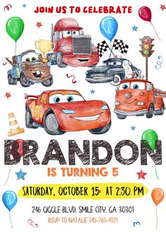 a birthday party with cars and balloons