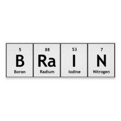 the element symbol for brain is shown in black and white letters on a white background