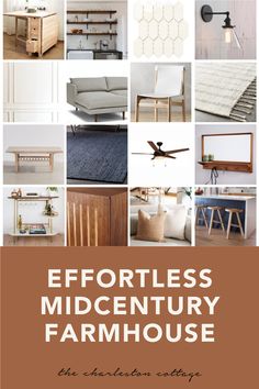 the cover of effort's midcentry farmhouse house, featuring furniture and accessories