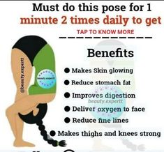 a woman doing yoga poses with the words, must do this pose for 1 minute 2 times daily to get benefits