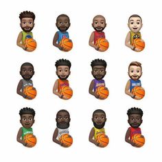 the different basketball players are depicted in this image, each with their own team's uniform