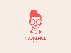 a woman's face with glasses and a bun on her head logo for florence & co