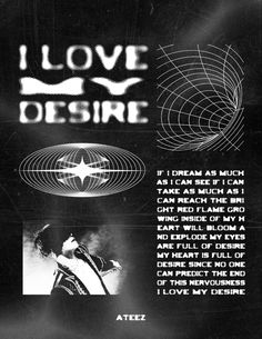 a black and white poster with words on it that say i love desine,