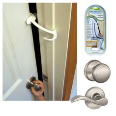 the door handle is open and there are instructions for how to use it in this photo