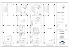 the floor plan for an apartment building with two floors and three levels, in black and white