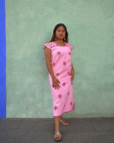 PLEASE READ ALL THE LISTING  We don't have the dress this is a pre order, the dress taking 3  months  to be made, can be customized in measures if you like.  This dress is 100 % made by hand  this means that the embroidery and the fabric was create by hand and carefull. Hand made huipil from Oaxaca, 100% back strap loom weaving 100% cotton Measures:  Width:  44 inches/ 110 cm     (all around)  Lenght: 50 inches /128 cm  check all the dresses avaiable for custom made here  https://www.etsy.com/mx Traditional Maxi Dress For Festivals, Traditional Embroidered Midi Dress, Tight-fitting Pink Hippie Dress, Traditional Festival Maxi Dress, Fitted Pink Hippie Dress, Fitted Hippie Pink Dress, Traditional Beach Dress, Traditional Short Sleeve Summer Dresses, Traditional Fitted Maxi Dress For Vacation