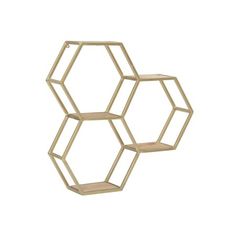 the hexagonal shelf has three shelves on each side