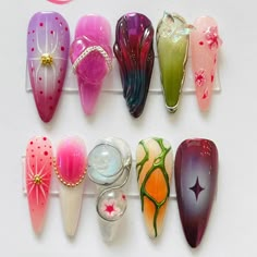 Fairy Tale Flower Long Almond Press on Nails, 3D Fairycore Nails, Dreamy Nails, 3D Gel Nail, False/fake Nail for Event/gift/wedding/birthday - Etsy Cyberpunk Nails, Textured Nail Art, Nail Poses, Deco Nails, Lily Nails, Photo Shape, Long Almond, 2024 Nails, Nail Art Set