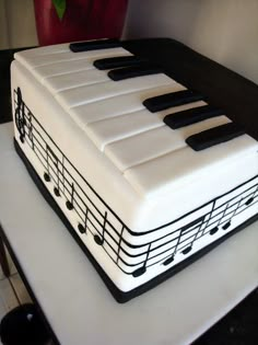 a sheet cake with musical notes on it