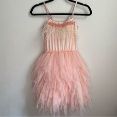 Adorable Pink Tulle Dress With Crystal And Feather Detailing. Boys Dresses, Pink Tulle Dress, Pink Tulle, The Boys, Tulle Dress, Kids' Dresses, Colorful Dresses, Casual Dresses, Pink