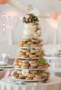 a wedding cake made out of doughnuts