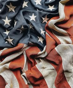 an american flag with stars on it is shown in full color and texture, as seen from above