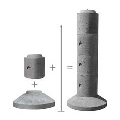 a concrete tower with two different angles to it and the same height for each column