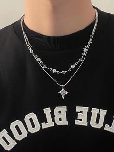 Guy Jewelry, Mode Hip Hop, Streetwear Jewelry, Necklace Combo, Star Decor, Mens Silver Jewelry, Pretty Jewelry Necklaces, Mens Fashion Jewelry, Boys Jewelry