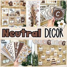 a collage of photos with the words neutral decor on it and images of different items