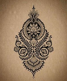 an intricately designed design on brown paper