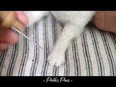 a cat is being examined by a veterinator with needle in it's mouth