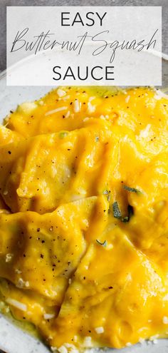 an easy butternut squash sauce on a white plate