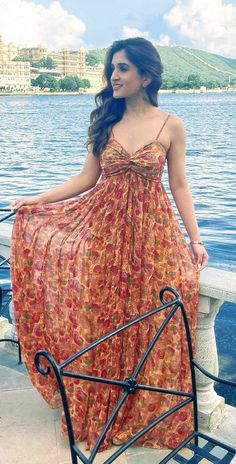 Goa Outfit Ideas, Long Frocks Neck Designs, Modest Beach Wear, Goa Outfits, One Piece Frock, Elegant Pose, Goa Trip, Simple Long Dress