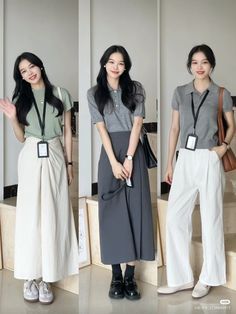 Korean Office Outfits Women, Korean Office Outfit, Comfy Korean Outfits, Optical Illusion Dress