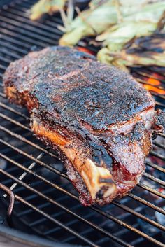 the steak is cooking on the grill and ready to be grilled for lunch or dinner