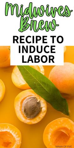 apricots with leaves and the words midwives brew recipe to reduce labor on top