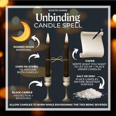 EarthMagick - Unbinding candle spell ~ I Have a Spell... Unbinding Spell Candle, Diy Spell Candles, Unbinding Spell, Wiccan Knowledge, Money Oil Recipe, Black Candle Spells, Candle Magic Colors, Candle Magick Spells, Virgo Emotions