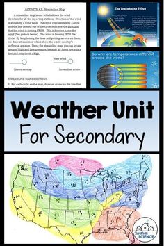 the weather unit for secondary and secondary school students is shown with an image of the united states