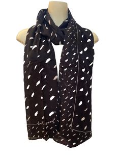 Kate Spade New York Painterly Dash Oblong Scarf  Approx. 30" x 84"  Black/White 100% viscose Kate Spade New York, Scarf Wrap, Women's Accessories, Scarf Accessory, New Fashion, Kate Spade, Fashion Accessories, Women Accessories, Black White