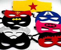 This is a set of 8 felt masks perfect for a superhero theme birthday party. In this order You will get to receive all 8 masquerade party favor masks fit for children. In my store I have other mask with different superhero theme mask if you have any question please feel free to message me.  Thank you for stopping by at my shop if you wish adult masquerade mask for masquerade ball I do have a large variety of mask at my other store. Masquerade Party Favors, Superhero Theme Birthday Party, Masquerade Mask Party, Felt Masks, Felt Mask, Children Party, Party Mask, Birthday Kids, Masks Masquerade