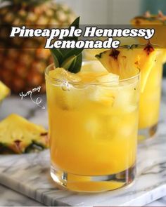 Pineapple Hennessy Lemonade: A Refreshing Twist on a Classic - RecipeStrip Hennessy Lemonade, Hennessy Cognac, Alcholic Drinks, Cocktail Drinks Alcoholic, Yummy Alcoholic Drinks, Refreshing Drinks Recipes, Liquor Drinks