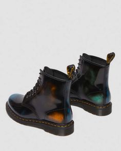 1460 Brush Off Leather Lace Up Boots in Multi | Dr. Martens Yellow Converse, 1st April, Lace Socks, Leather Lace Up Boots, Calling Cards, Leather Lace, Boots For Sale, Green And Blue, Platform Boots