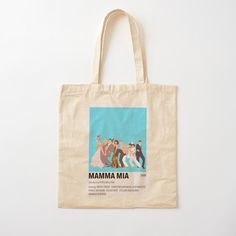 a tote bag with an advertisement for the movie mammama mia on it