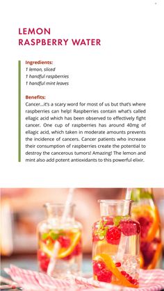 the recipe for lemon raspberry water