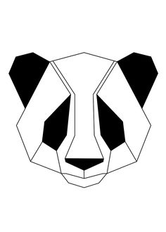 a panda bear's face is shown in black and white on a white background