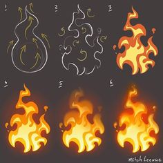 fire flames with different shapes and sizes