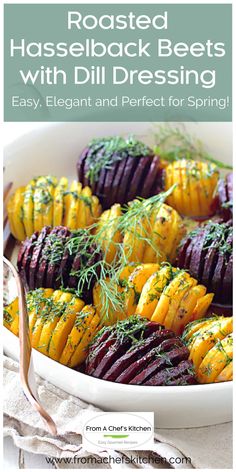 a white bowl filled with beets covered in herbs