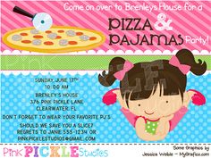 Pizza & Pajamas Personalized Birthday Shower by PinkPickleStudios, $10.00 Pixar Shorts, Glowing Necklace, Chefs Hat, Personalized Birthday, Short Film, Save Yourself, Party Ideas, Pizza, Pajamas