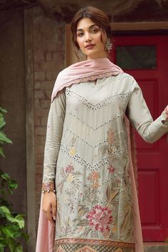 Pakistani Embroidered Dress in Kameez Trouser Style is a Traditional choice to wear on the Festive occasion. This Pakistani Eid Dress is available Online. Spring Anarkali Kurta For Reception, Elegant Churidar With Floral Embroidery In Chanderi, Elegant Chanderi Churidar With Floral Embroidery, Traditional Drape Sharara With Floral Embroidery For Eid, Chanderi Sharara With Floral Embroidery For Eid, Floral Embroidered Chanderi Sharara For Eid, Elegant Churidar With Floral Embroidery And Traditional Drape, Floral Embroidery Chanderi Sharara For Eid, Floral Embroidered Kurta With Traditional Drape For Eid