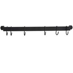 a black wall mounted coat rack with hooks