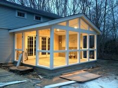 a house that is being built in the evening