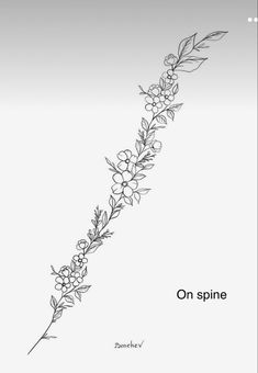 a line drawing of flowers on a white background with the words on spine written below