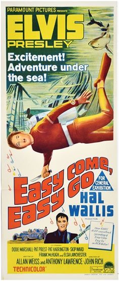 an old movie poster for easy come easy go wall's starring elvis presley and the cast