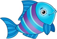 a blue and purple striped fish with big eyes