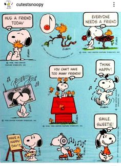 a sticker sheet with peanuts sayings about being friends and having fun in the house